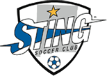 Sting Soccer Club shield logo with soccer ball
