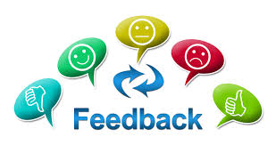 Colorful feedback bubbles with smiley and thumbs